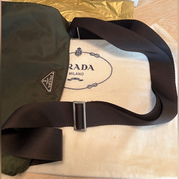 Prada Tessuto Nylon Messenger Bag in Olive Green with Dust Bag - Picture 4 of 13